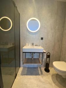 een badkamer met een wastafel en een toilet bij HarTeluk Afsluitdijk Zurich in Zurich