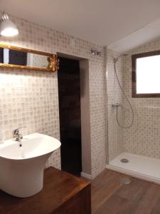 bagno con lavandino e doccia di Casa Melé 3, Parking privado opcional a Lleida