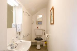 a white bathroom with a toilet and a sink at April Cottage in Saint Just in Roseland +15 photos