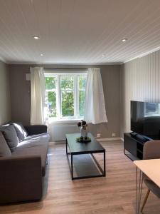 - un salon avec un canapé et une table basse dans l'établissement Mycondo no - Snorres gt 4b apt 1 - Gratis parkering, à Tønsberg