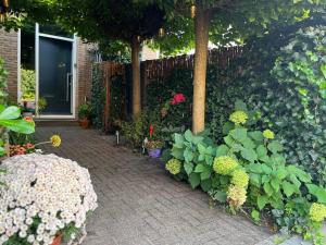 Nieuw! The West Wing Bloemendaal في بلومندال: حديقة من الزهور والنباتات أمام المنزل