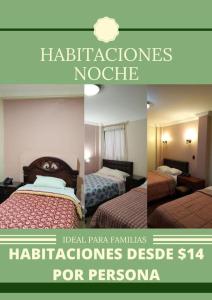 un collage de cuatro fotos de una habitación de hotel en JOMALEY , Real HOTEL Jomaley en Loja