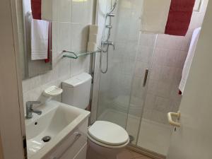 a bathroom with a shower and a toilet and a sink at Apartment 877-3 in Bibinje +34 photos