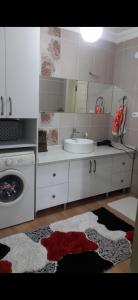 łazienka z umywalką i pralką w obiekcie Müstakil bahceli yazlık ev w mieście Fenerköyü