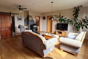 a living room with two couches and a tv at Ferienwohnung Casa Alotto in Windeck