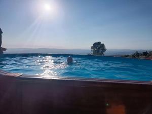 a person swimming in a swimming pool at Casa Nova de Senradelas in Marco de Canaveses