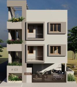 a rendering of a white building at SanTrupthi A Stay at Home in Chikmagalūr