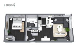 a floor plan of a house top view at The Capri Suite in Old South London in London