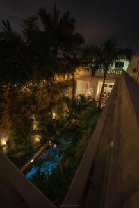 an overhead view of a garden at night at Cartagena Old City Mansion in Cartagena de Indias