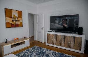 een woonkamer met een grote flatscreen-tv bij Christophe in Basse-Yutz