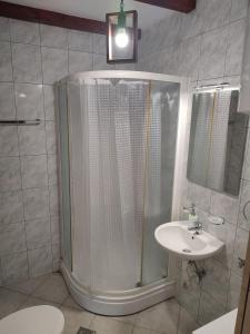 a bathroom with a shower and a sink at Talija in Kotor