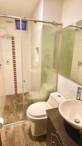 ein Bad mit einem WC und einem Waschbecken in der Unterkunft Av santander apartamento perfecta ubicación in Manizales