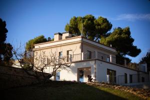 Una casa blanca con un árbol encima. en Agriturismo Castelli In Aria, en Atri