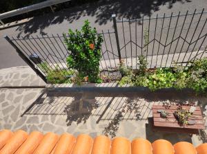 una vista aérea de un patio con plantas y una valla en CASA DONELA, en Hermigua