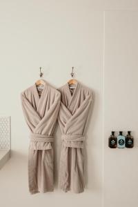 two towels hanging on a wall in a bathroom at The Oak & Anchor Hotel in Port Fairy +57 photos
