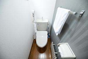 TsukisappuにあるHONGO 11 HOTELの小さなバスルーム(トイレ、タオル付)
