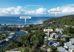 a view of the city of norcross national park and the ocean at Yaringa Apartment 1 - Moments from Noosa Main Beach in Noosa Heads