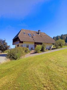 una casa en una colina con un campo verde en Ferienwohnung Brentenholz en Sankt Georgen im Schwarzwald