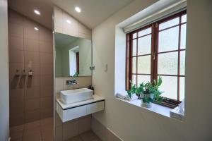 um banheiro com uma pia e um espelho em Jacobs Estate Cottage em Rowland Flat mais 14 fotografias