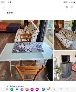 uma colagem de quatro imagens de uma mesa e cadeiras em Studio Pollestres em Pollestres