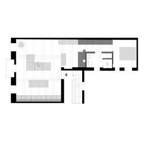 a floor plan of a house with a table at Architect’s home pad - Valletta in Valletta