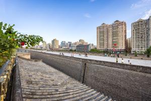 西安景观或在旅馆看到的城市景观