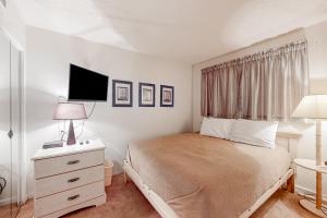 um quarto com uma cama e uma televisão numa cómoda em Myrtle Beach Resort B-335 em Myrtle Beach