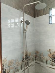 a shower with a shower head in a bathroom at Sinali Villa in Habaraduwa