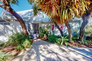 a white house with palm trees in front of it at All You Could Want in Saint Augustine