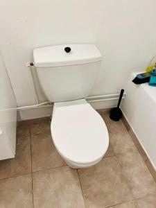 Un baño con un inodoro blanco en una habitación. en Superbe studio proche Disney, en Champs-Sur-Marne 6 fotos más