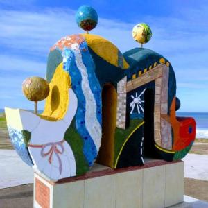 a statue of an elephant with balls on top of it at Hotel Rincón de Playa in Miramar