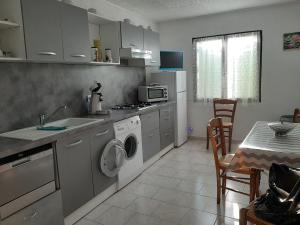 een keuken met een wastafel en een wasmachine bij Ribellu in Bastia