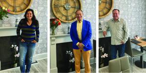three pictures of people standing in a room with a clock at The Mariners - Torquay in Torquay