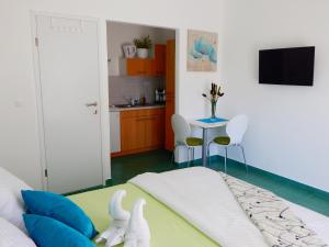 Televízia a/alebo spoločenská miestnosť v ubytovaní Apartments & Rooms Marinka