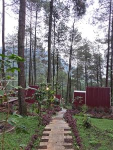 a path in the middle of a forest with trees at Locca Lodge in Mojokerto