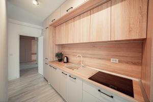 O bucătărie sau chicinetă la LUXURY Cozy Apartments and Studios Palas Mall Iasi