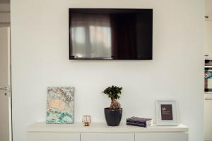 Un televizor și/sau centru de divertisment la LUXURY Cozy Apartments and Studios Palas Mall Iasi