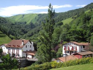 a village in a valley with green hills at Les Sources de La Nive in Esterençuby