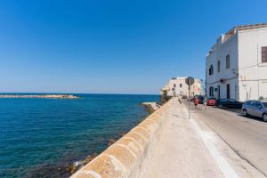 une rue au bord de l'océan avec des bâtiments et des voitures dans l'établissement Dimora degli Angeli by BarbarHouse, à Gallipoli