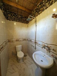 a bathroom with a toilet and a sink at Cafour House Siwa - Hot Spring in Siwa