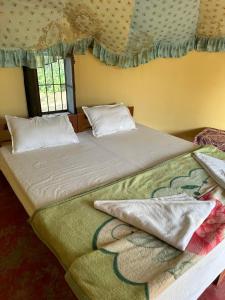 1 dormitorio con 1 cama grande y ventana en Jaisalmer Safari Base & Camp, en Khuri