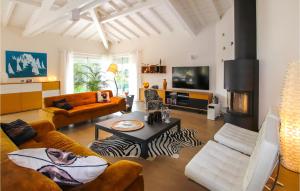 een woonkamer met meubilair en een open haard bij Nice Home In Montelimar With Wifi in Montélimar