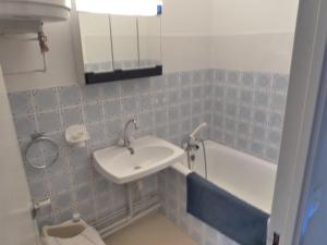 un bagno con lavandino e vasca da bagno di Studio au cœur du Sauze a Enchastrayes