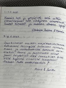 a handwritten document with handwriting on it at Moonloft@VillaSolbacka in Inkoo
