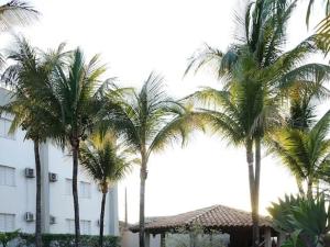 un grupo de palmeras frente a un edificio en Attiê Park Hotel, en Uberlândia