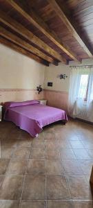 a bedroom with a purple bed in a room at B&B Camera delle Camelie in Palestrina
