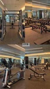 three pictures of a gym with equipment in a building at [300m to PRJ] Expo Friendly 2BR in Jakarta
