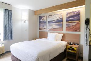 Un pat sau paturi într-o cameră la Days Inn by Wyndham Flint/Bishop International Airport
