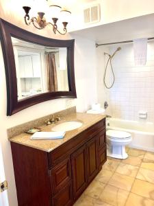 a bathroom with a sink and a toilet and a mirror at Beach House in Clearwater Beach