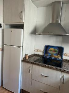 Il comprend une cuisine équipée d'un réfrigérateur et d'un comptoir. dans l'établissement Guadalora, à Lora del Río